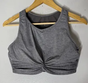 Athleta Womens Size S Top Bra Crop Grey Twist‎ Crop Workout Scoop Neck Athletic thumbnail 1