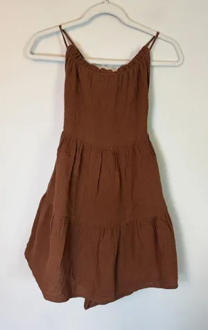 IYF Brown Sleeveless 100% Cotton Mini Dress Lined Festival Concert S NWT thumbnail 1