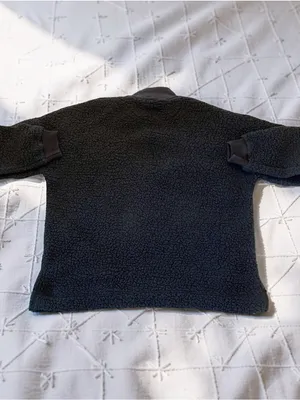 Aerie Charcoal Gray Fuzzy Sherpa Half-Zip Pullover Sweater - Size L Cozy thumbnail 6