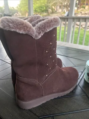 Skechers keepsake eyelet cut brown suede chelsea boots size 8 ladies boho chic thumbnail 5