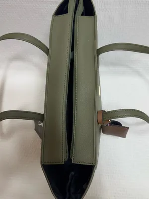 Tommy Hilfiger Olive Green Leather Tote Bag thumbnail 6