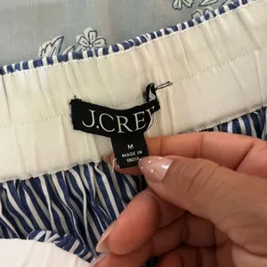 J.Crew Blue White Striped Midi Skirt Elastic Waist Cotton Blend Size M thumbnail 3