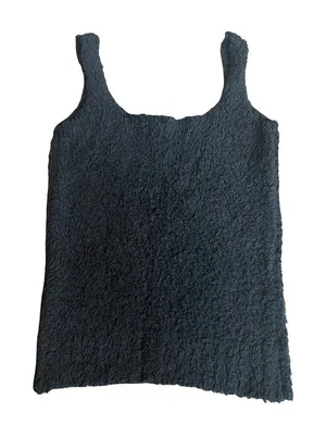 Skims Cozy Knit Fuzzy Teddy Sherpa Tank Top Black Onyx Stretch Size XS Women's thumbnail 1