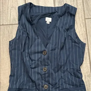 A New Day Navy Pinstripe Button-Down Dress thumbnail 4