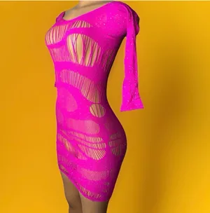 Hot pink bodycon mini dress thumbnail 2