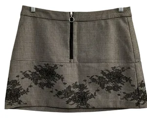 ZARA‎ Trafaluc Collection Plaid Lace Trim Mini Skirt Women Size L thumbnail 1