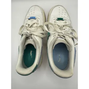 Nike Shoes Women 8.5 Sail Mystic Green Leather Air Force 1 Vandalized‎ Sneakers thumbnail 8