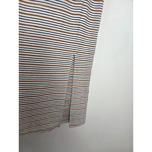 Loft Striped Midi Skirt Side Slit Off Center Stretchy Comfy Boho Modest Medium thumbnail 2