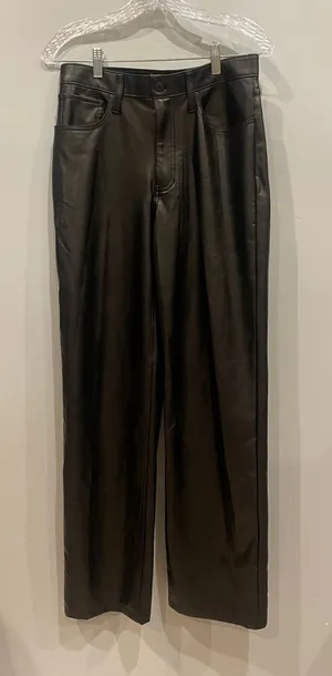 Women’s Black Faux Leather relaxed fit pants - Abercrombie & fitch thumbnail 1