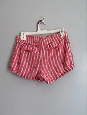 Love Tree Red White Striped Linen Blend Shorts Size M thumbnail 2