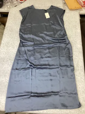 A New Day Women 1X Blue‎ Satin Midi Dress Cap Sleeve Crew Neck NWT 018034519. thumbnail 1