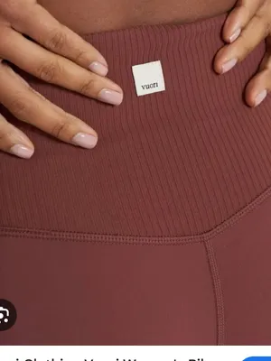 Vuori Ribbed Studio Legging in Cedar Red Brown thumbnail 3