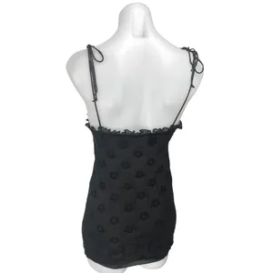 Urban Outfitters Motel Black Sleeveless Floral Jacquard Ruffle Cami Tank Mini Bodycon Dress XS thumbnail 2