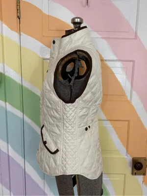 Polo Ralph Lauren White Quilted Sleeveless Stand Collar Preppy Vest Sz S 🧡🍄 thumbnail 7
