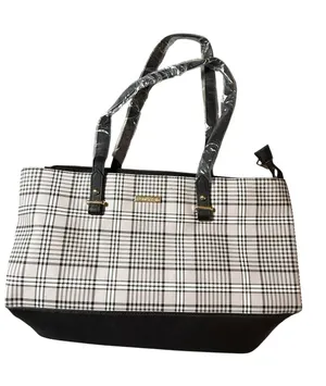 Elim & Paul Black White Check Lattice Pattern Shoulder Tote Handbag Purse Set thumbnail 1