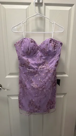 Lulus Confident Sensation Lavender Sequin Strapless Bustier Mini Dress thumbnail 4
