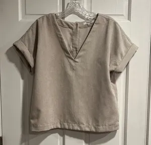 Madewell Collette Button Back Top in Khaki Corduroy Size Small thumbnail 1