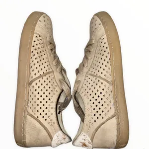 Dolce Vita Beige Perforated Leather Sneakers Calf Hair Heel Lace‎ Up thumbnail 8