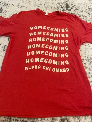Bella Canvas Alpha Chi Omega Red Homecoming Tshirt thumbnail 1