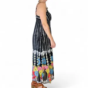 Derek Heart Black White Colorful Floral Sleeveless Maxi Dress thumbnail 5