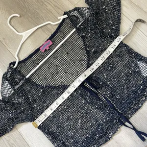 Edikted Crochet Cardigan idra open knit womens Navy Blue (xsmall) festival y2k thumbnail 3