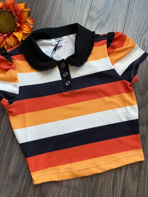 Unique Vintage NWT  Candy Corn Stripes Crop Top SMALL thumbnail 3