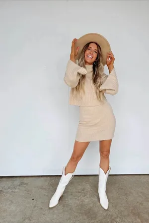Vestique Cream Tan Sweater Skirt thumbnail 7