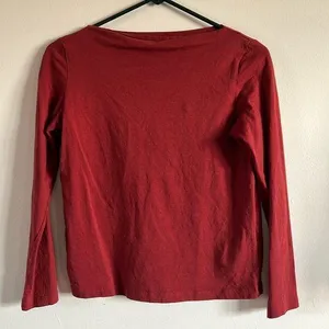 Mango / MNG red long sleeve basic tee / boatneck top thumbnail 1