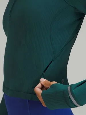 Lululemon Its Rulu Run Cropped Half Zip Long Sleeve Top in Green Jasper 8 $118 thumbnail 4