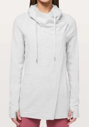 Lululemon Women's Coast Easy Wrap Full Zip Heathered‎ Core Ultra Light Grey Sz 8 thumbnail 1