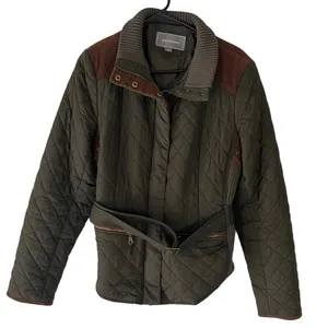 Johnston & Murphy Women's Size Large Army Green Quilted Belted‎ Coat thumbnail 1