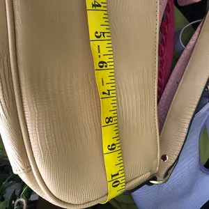 Cream beige tan faux leather shoulder hand croc embossed bag Measurement in pics thumbnail 6