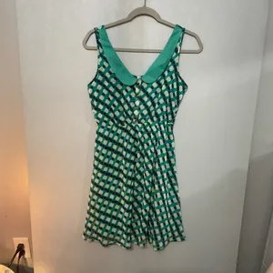 Xhilaration Womens Dress Green Geometric Dot Peter Pan Collar Size Medium thumbnail 2