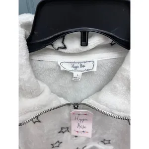 Hippie‎ Rose Fuzzy Star Print Quarter Zip Pullover Sweatshirt Women's Large thumbnail 3