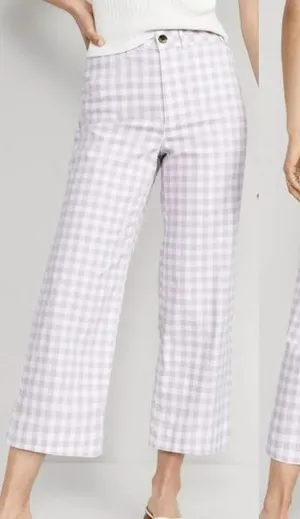 Retro Gingham High-Waisted Cropped Wide-Leg Chino Pants‎ 10 Tall thumbnail 1