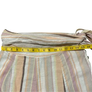 Free People Boho Striped Wrap Skirt Tie Waist Pastel Neutral. Approx S/M thumbnail 7