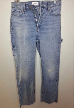 Pistola Women's Size 26 Distressed Cargo Jean Blue Medium Wash Denim Button Fly thumbnail 1