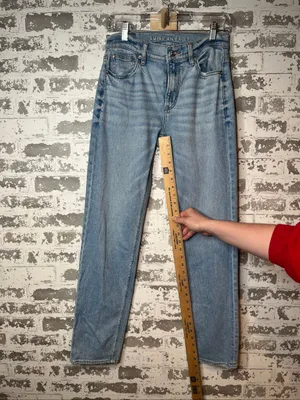 American Eagle | women super high rise straight denim jeans thumbnail 4