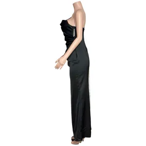 AFTER SIX Nisha 6904 One-Shoulder Cat-Eye Satin Charmeuse Gown, Black, 4R thumbnail 7