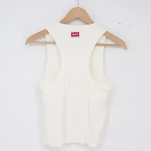 Hanes Tank Top Womens M Racerback White Ribbed High Neck Excellent thumbnail 3