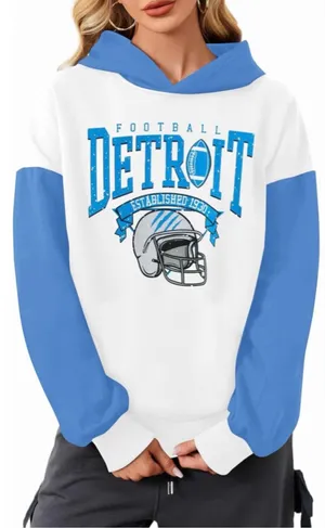 NEW Game Day Detroit Hoodie Football Graphic Pullover Sweatshirt S thumbnail 1