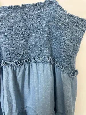 Madewell Smocked Chambray Tiered Midi Dress thumbnail 5