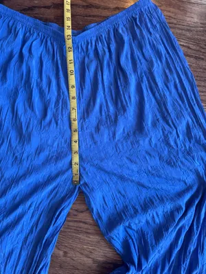 NWT VRG GRL 16 XL Raya High Waisted Wide Leg Crinkled Chiffon Blue Pants Preppy thumbnail 6