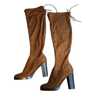 Wild Diva Over The Knee Boots Brown Block Heel Size 9 Women Suede Lace Back thumbnail 3