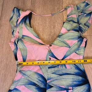 Vici maxi floral pink‎ and blue flowy maxi dress tropical flutter sleeves size s thumbnail 9