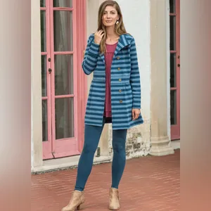 Matilda Jane Blue Striped Jacket Fall Breeze Gold-Tone Button Down Women's Sz M thumbnail 5