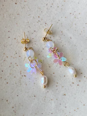 Handmade fairy cute unique style dangle earrings🩵 thumbnail 5