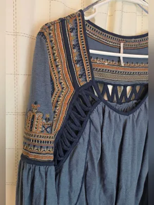 Free People Snow Kisses Embroidered Long Sleeve Blouse thumbnail 10