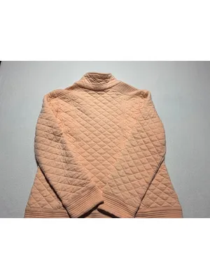 Isaac Mizrahi Live Women’s Large Peach Quilted Full Zip Jacket Ribbed Trim thumbnail 6