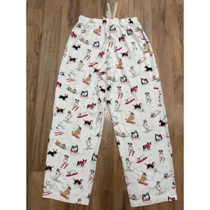 Sleep Sense Women's Pajama Pants Size S Holiday Skiing Dogs Cotton Lounge thumbnail 4